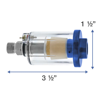Mini In-Line Air Filter - Water & Oil Separator with Drain Valve - Water Trap, Air Dryer, Removes Moisture, Dirt - Use on Compressor Hose, Pneumatic