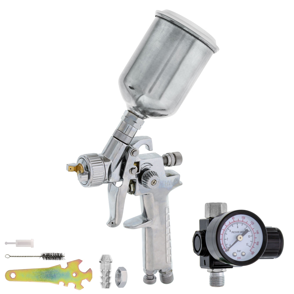 TCP Global Brand Mini Detail Touch-Up HVLP Spray Gun with 1.2mm Fluid Tip and Regulator