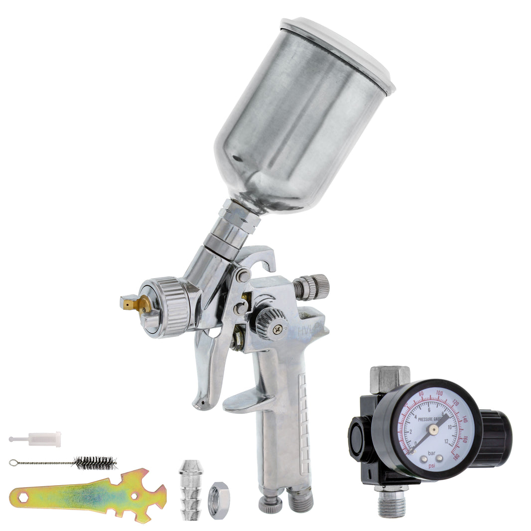 Automotive HVLP Spray Gun - 1.0mm Fluid Tip Gravity Feed Paint Sprayer - Mini Auto Paint Gun for Car Painting, Primer, Topcoat & Touch-Up