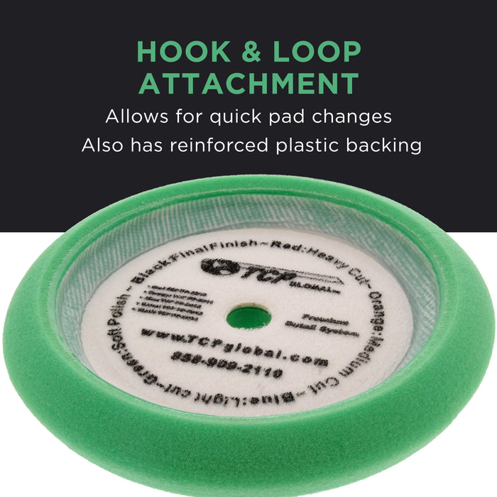 8" Green Fine Foam Buffing Grip Pad Final Cut Polish Finishing - Hook & Loop