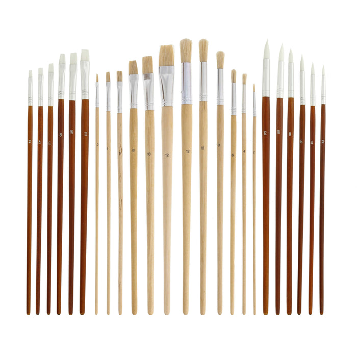 24pc Oil & Acrylic Paint Long Handle Artist Paint Brush Set — TCP