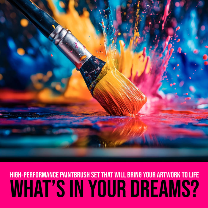 24 Piece Oil & Acrylic Paint Long Handle Artist Paint Brush Set with Canvas Carrying Case