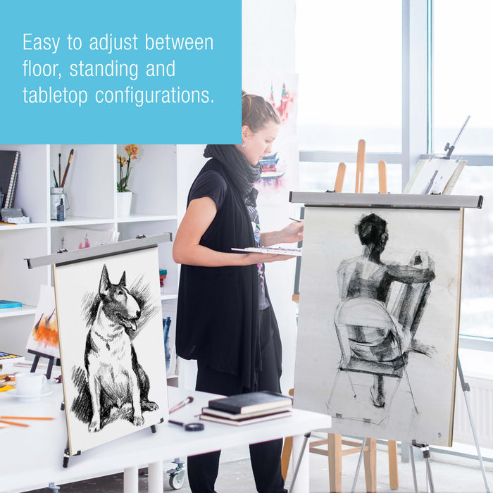 66" High Boardroom Classroom Silver Flip Chart Easel & Presentation Stand (10 Pack) - Adjustable Floor/Tabletop, Portable Tripod, Holds 25 lbs., for Chart Paper, Poster Boards, & Pads