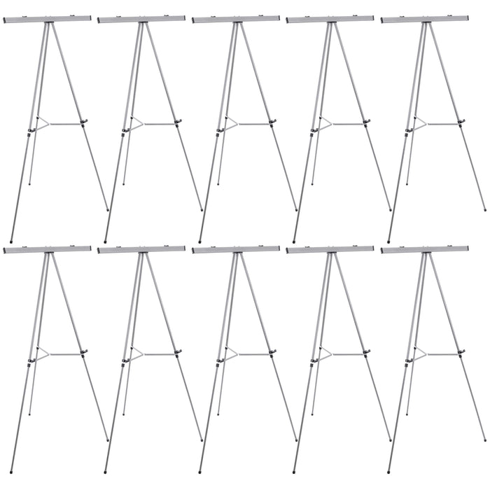 U.S. Art Supply 66" High Classroom Silver Aluminum Flipchart Display Easel and Presentation Stand (Pack of 10) - Large Adjustable Floor and Tabletop Portable Tripod, Holds 25 lbs, Writing Pads, Posters