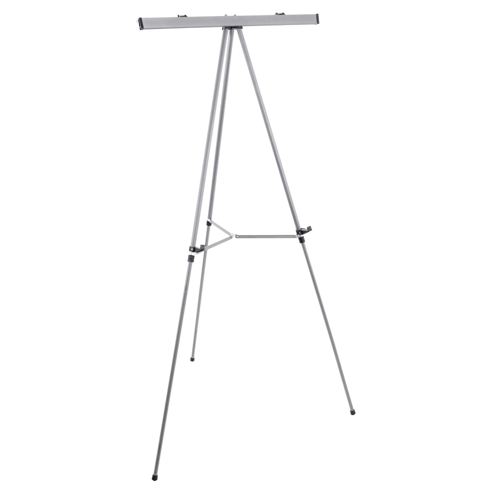 66" High Classroom Silver Aluminum Flipchart Display Easel and Presentation Stand - Large Adjustable Floor and Tabletop Portable Tripod, Holds 25 lbs