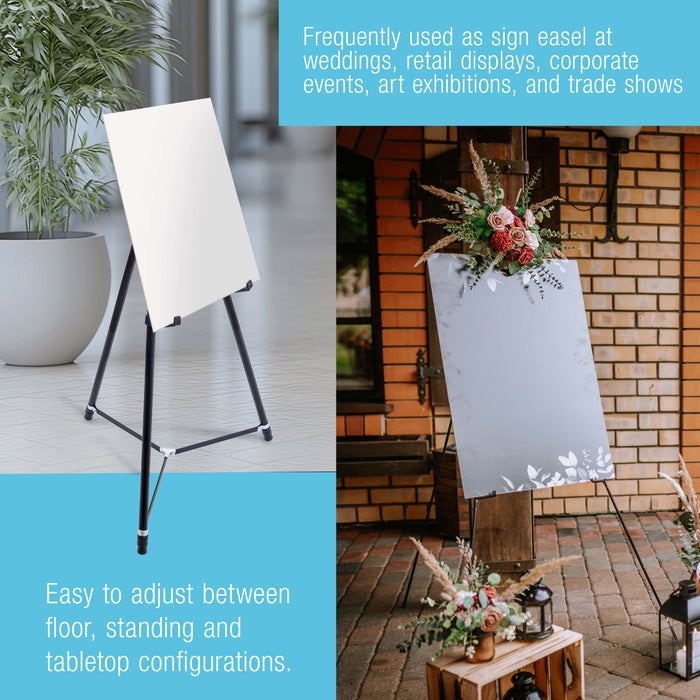 66" High Black Metal Display Easel (10 Pack) - Large Adjustable Height Portable Easel Stand, Sign Display, Holds 25 lbs - Floor & Tabletop Easels, Painting Stand