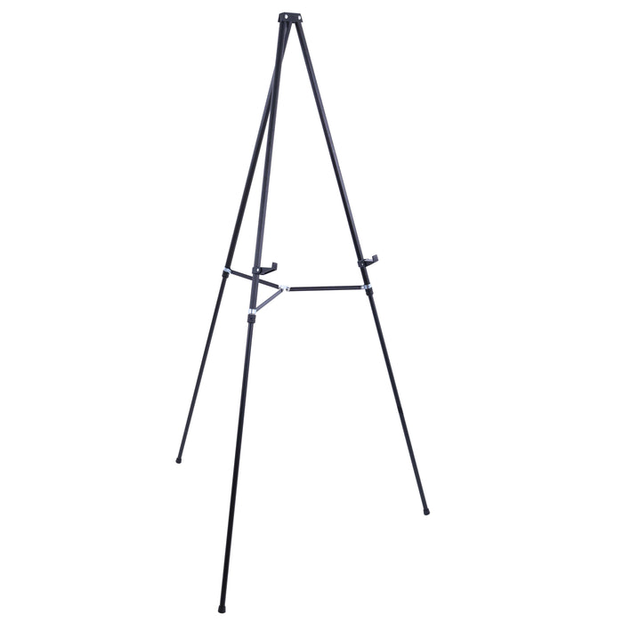 66" High Showroom Black Aluminum Display Easel and Presentation Stand - Large Adjustable Height Portable Tripod, Holds 25 lbs - Floor Tabletop Display