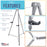 66" High Gallery Silver Aluminum Display Easel and Presentation Stand (Pack of 10) - Large Adjustable Height Portable Floor and Tabletop Tripod