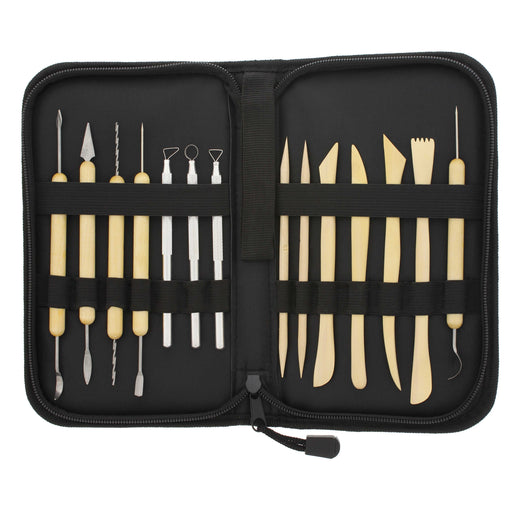 14-Piece Pottery, Clay Sculpture & Ceramics Tool Set with Canvas Zippered Case
