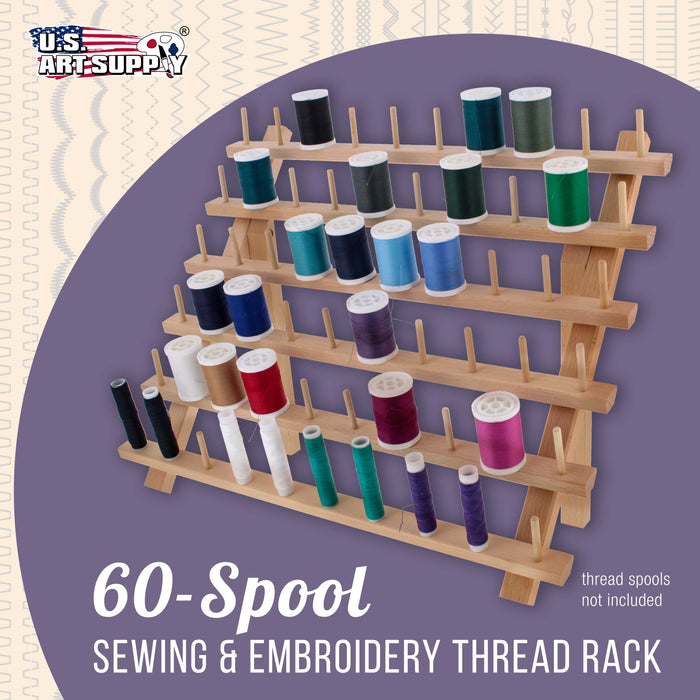 Premium Beechwood 60-Roll Sewing Thread Rack — TCP Global