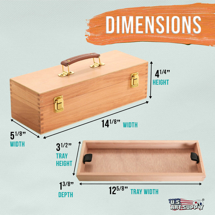 Multi-Function Unfinished Beechwood Artist Tool Storage Box with Removable Tray & Locking Clasps - Protect and Organize and Transport Paints, Pastels, Pencils, Tools & Supplies