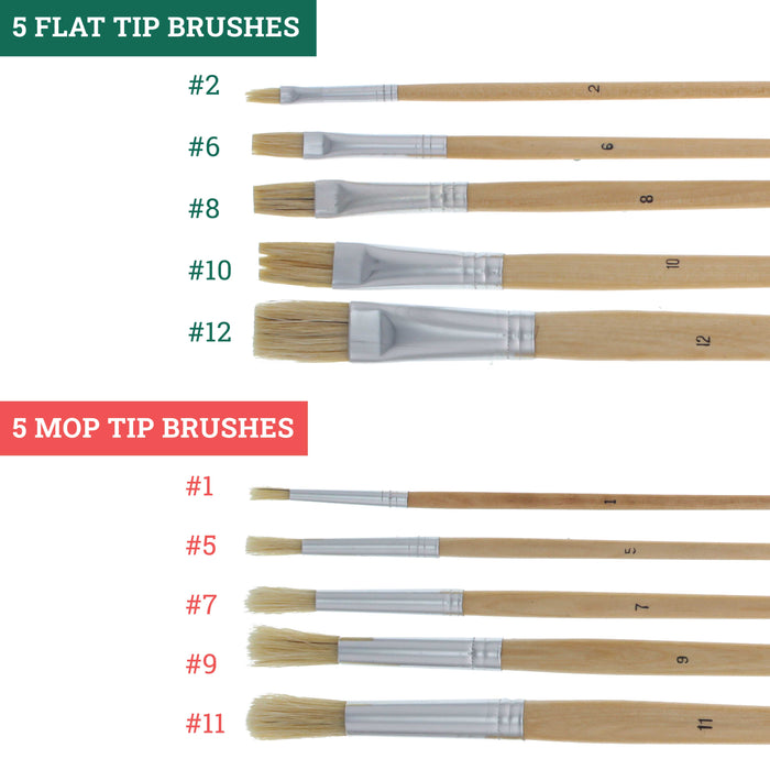 10-Piece Artist Painting Bristle Brush Set