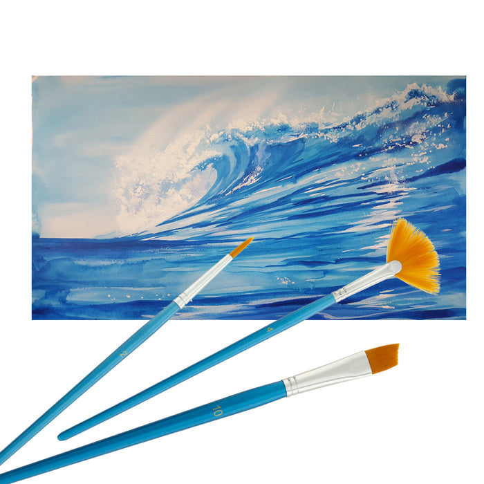 24 Piece Oil & Acrylic Paint Long Handle Artist Paint Brush Set with Canvas  Carrying Case