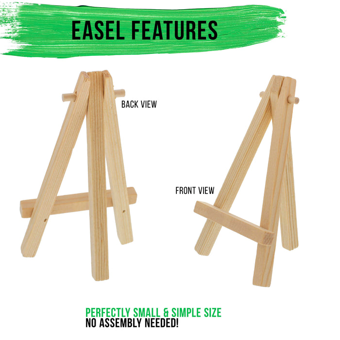 8" High Small Natural Wood Display Easel (6 Pack), A-Frame Artist Painting Party Tripod Mini Easel - Tabletop Holder Stand for Canvases, Kids Crafts