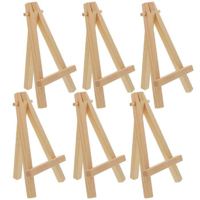 8" High Small Natural Wood Display Easel (6 Pack), A-Frame Artist Painting Party Tripod Mini Easel - Tabletop Holder Stand for Canvases, Kids Crafts
