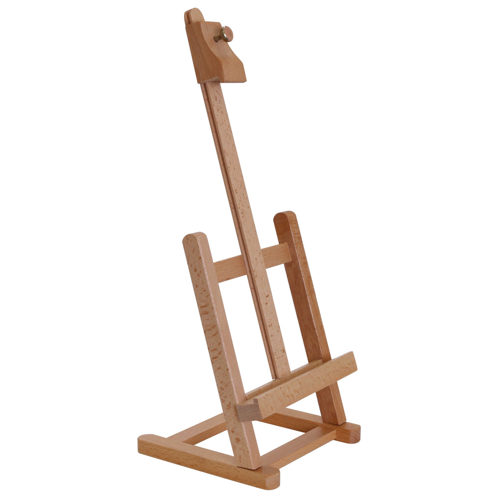 16" Mini Tabletop Wooden H-Frame Studio Easel - Artists Adjustable Beechwood Painting and Display Easel, Holds Up To 12" Canvas, Portable Sturdy Table