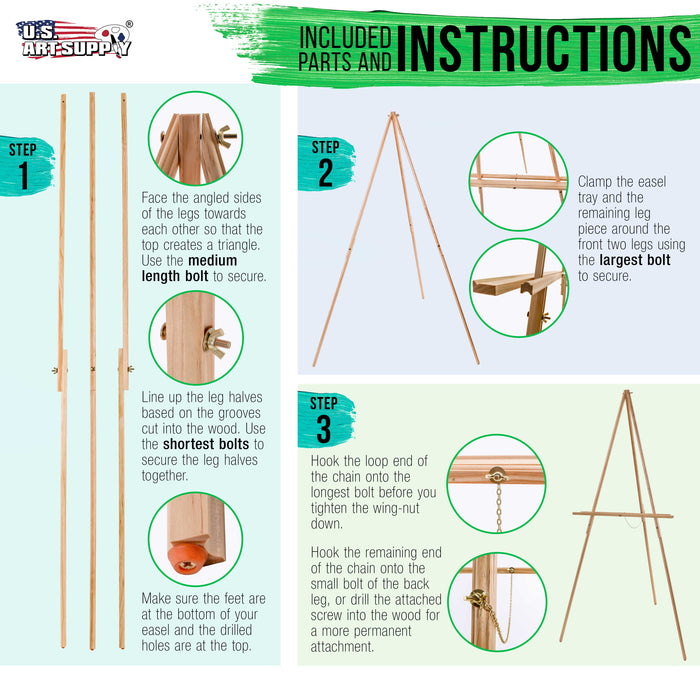 64" Wooden Easel Stand (4 Pack) - Adjustable A-Frame Tripod for Painting, Drawing, Photos & Signs - Lightweight Easels, Wood Easel Stand for Sign Wedding Display 40" Canvas Capacity