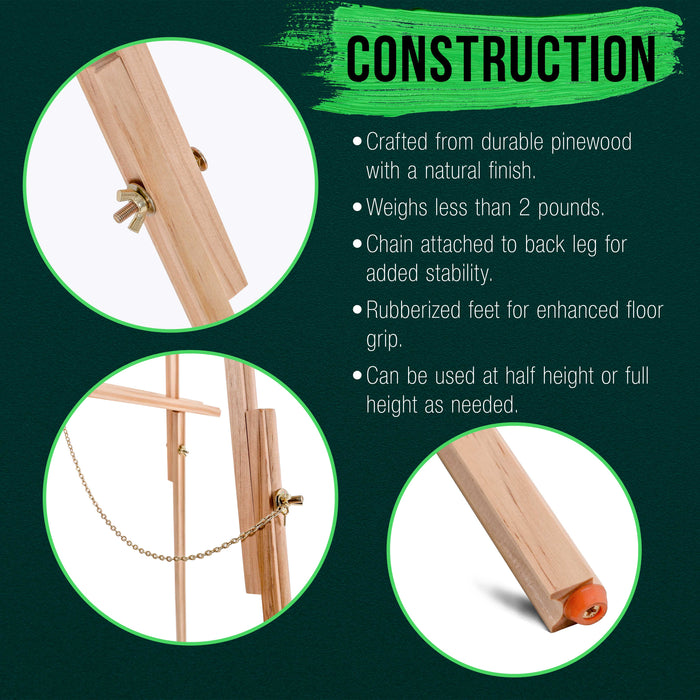 64" Wooden Easel Stand - Adjustable A-Frame Tripod for Painting, Drawing, Photos & Signs - Lightweight Easels, Wood Easel Stand for Sign Wedding Display 40" Canvas Capacity