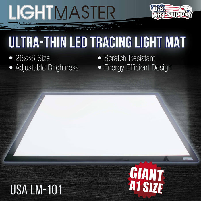 Lightmaster Giant 45-1/4" Diagonal (A1) 26 3/4" x 36 3/4" LED Lightbox Board, 12-Volt Super-Bright Ultra-Thin 3/8" Profile Light Box Pad, Dimmable LED