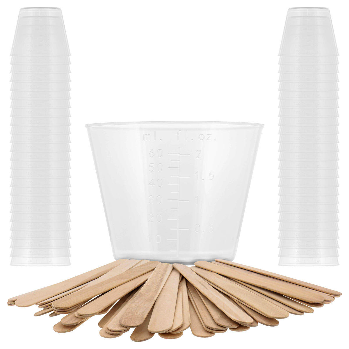 2 oz disposable measuring cups Pouring Masters 2 oz (60 ml) Liquid Measuring Cups - Plastic Graduated Cup (50 Pack) with 25 Sticks
