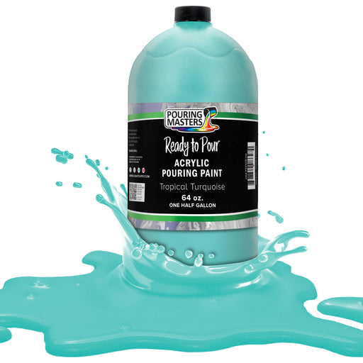 Tropical Turquoise Acrylic Ready to Pour Pouring Paint Premium 64-Ounce Pre-Mixed Water-Based - for Canvas, Wood, Paper, Crafts, Tile, Rocks and More