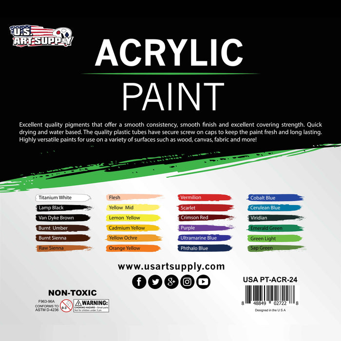80 Color Set of Acrylic Paint In Large 3.68Ml Tubes Color Mixing Wheel —  TCP Global