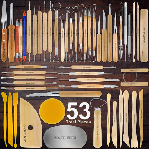 53 Piece Pottery & Clay Sculpting Tool Set with Hard Plastic Storage Box