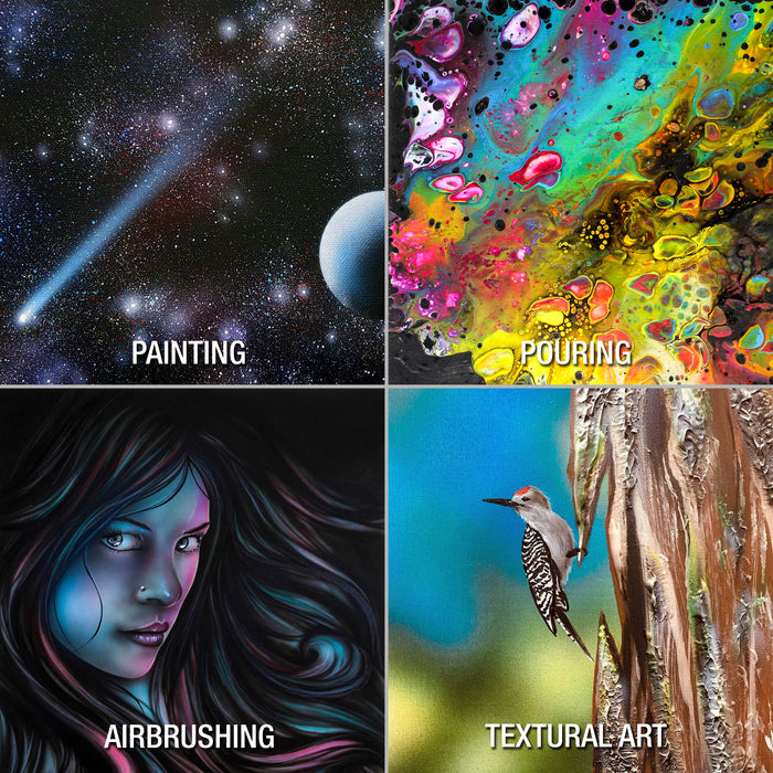 16 x 16 inch Black Stretched Canvas 12-Ounce Primed, 4-Pack - Professional Artist Quality 3/4" Profile, 100% Cotton, Heavy-Weight, Gesso