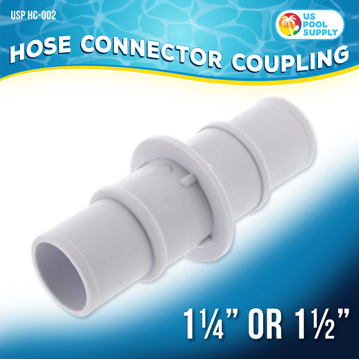 U.S. Pool Supply® 1-1/4" or 1-1/2" Hose Coupling Connector Adapter - Connect Swimming Pool Vacuum Hoses, Spa, Filter Pump Hoses, Repair Fitting