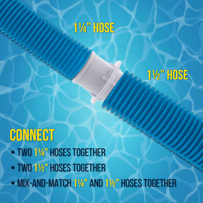 U.S. Pool Supply® 1-1/4" or 1-1/2" Hose Coupling Connector Adapter - Connect Swimming Pool Vacuum Hoses, Spa, Filter Pump Hoses, Repair Fitting