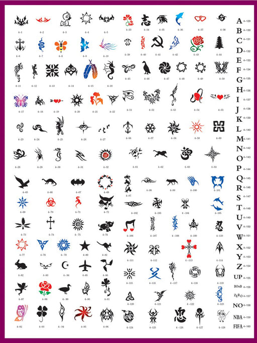 Temporary Tattoo Stencils Booklet #1 With 100 Different Designs — TCP Global
